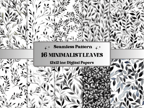 Seamless Black and White Leaves Pattern - Download Now