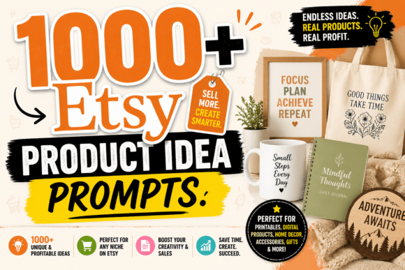 1000 Etsy Product Idea Prompts Planner - Download Now