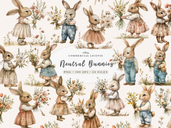 Download Bunny Nursery Print,Neutral Baby Clipart - Neutral baby clipart Collection