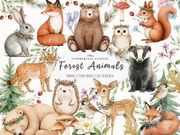 Download Boho Woodland Baby Floral Animals Png - Png Collection