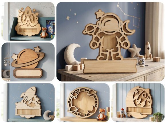 Space Nursery Name Sign Laser Cut Bundle - Download Now