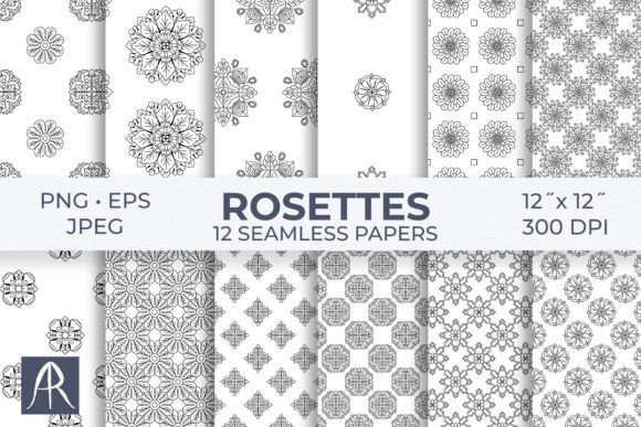 Black and White Rosettes &amp; Mandalas Digi - Download Now