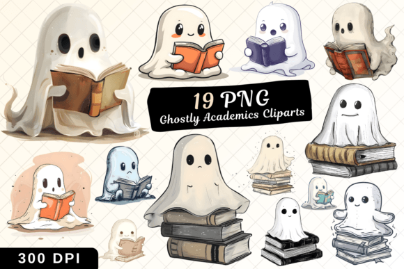 Ghost with Books Sublimation Cliparts - Download Now