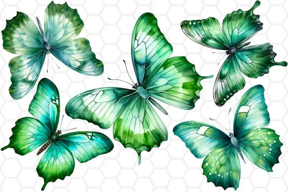 Green Watercolor Butterfly Clipart PNG - Download Now
